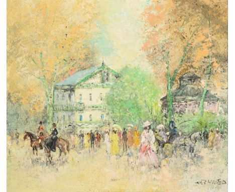                     PRESCHER VAN ED,             Walter(1916 Dresden - 1988 Ottendorf)    "Am Schweitzerhaus"Öl/Leinwand. Rec