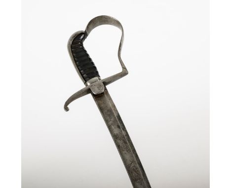 Sächsischer Feldwebel-Säbel. Modell 1825.             Klinge L 80 cm, Gesamt L 96 cm.             Stark gekrümmte, einschneid