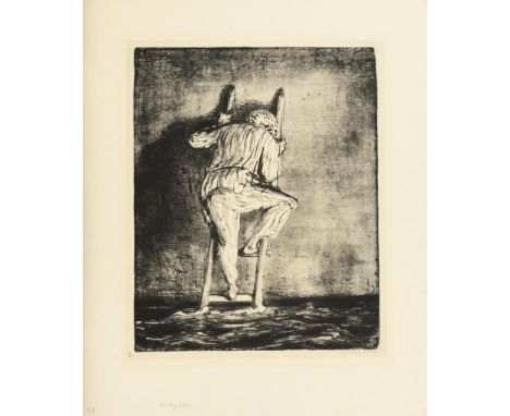                     WEBER,             Andreas Paul (1893 Arnstadt - 1980 Schretstaken)    "Die kurze Leiter"Lithografie. Ble