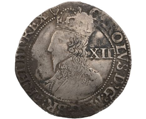 1632-1633 King Charles I group D hammered silver Shilling (S 2789). Obverse: fourth bust, type 3.1, facing left with 'XII' ma