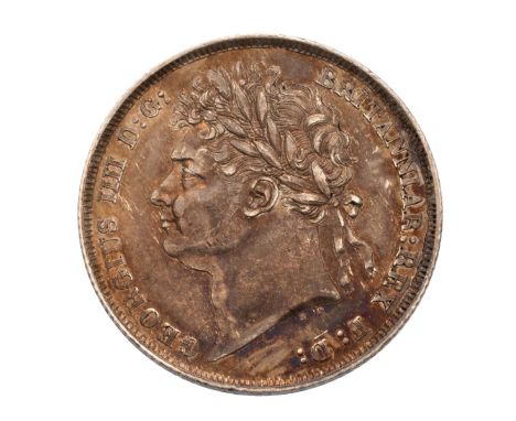 1825 King George IV Shilling: first bust and second reverse design (S 3811, ESC 1253). Obverse: left-facing laureate bust of 