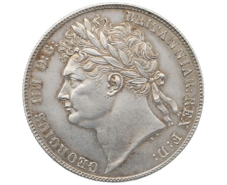 1820 King George IV high-grade silver Halfcrown with garnished shield reverse (S 3807). Obverse: left-facing laureate bust, '