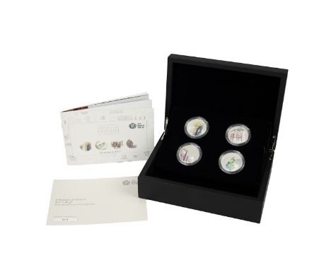 2017 Portrait of Britain silver proof &pound;5 coin set with colour printed detail from The Royal Mint. Includes (1) 2017 Dow