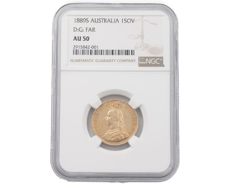 1889-S Sydney gold Sovereign with first legend, the 'G:' distant from the crown (Marsh 140, Dish S12, S 3868B). Obverse: Jubi