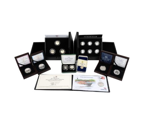 Ten (10) modern 925 silver proof coins, UK and Commonwealth mint collectables. Includes (1) 1997 Royal Mint Old and New 925 s