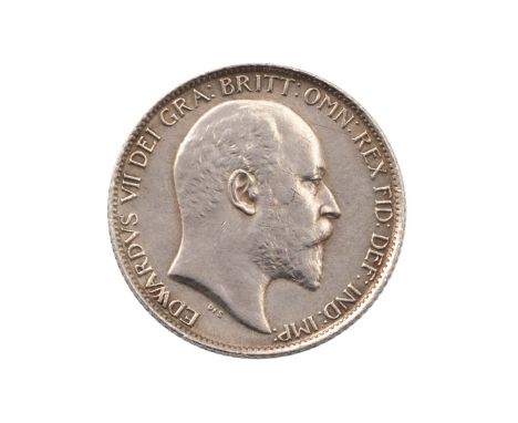 1904 King Edward VII silver Sixpence with obverse by George William de Saulles (S 3983). Obverse: bare head portrait, facing 