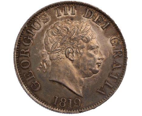 1819 King George III high-grade silver Halfcrown with small laureate head (S 3789, ESC 623, Bull 2102). Obverse: Benedetto Pi