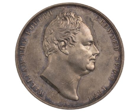 1831 King William IV official silver Coronation medal in a round contemporary box (Eimer 1251, BHM 1475). Obverse: bare-head 