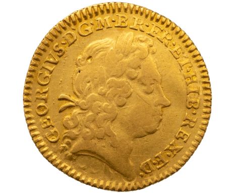 1720 George I (reigned 1714-1727) gold Half Guinea with first laureate bust of the King (S 3635). Obverse: right-facing bust 