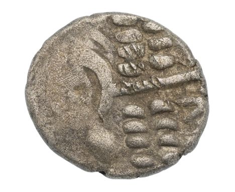 LOT UPDATED 50 BC-50 AD uninscribed Celtic Durotriges Stater, 36% silver, billon type, (S 367). Obverse: wreath cloak and cre