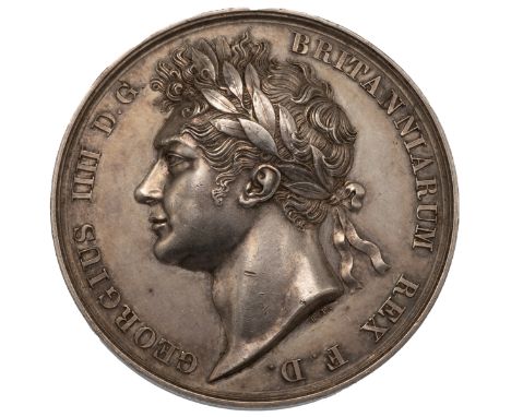 1821 King George IV official silver coronation medal by Benedetto Pistrucci (Eimer 1146a, BHM 1070). Obverse: high-relief, la