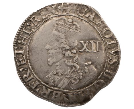 1638-1639 Tower mint under Charles I silver Shilling with anchor mintmarks (S 2797). Obverse: group E, type 4.1 larger crowne