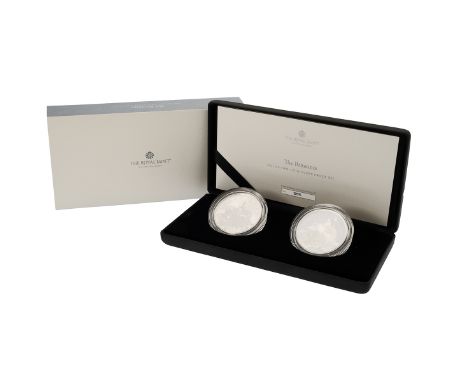 2021 two-coin silver 1oz Britannia set with Royal Mint frosted and proof coins in original box. Includes (1) 2021 Britannia 1