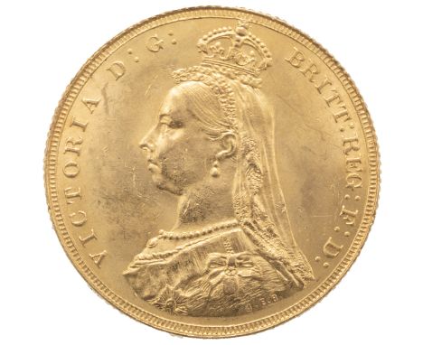 1887 Queen Victoria 'Jubilee Head' London Mint gold Sovereign (S 3866). Obverse: Joesph Edgar Boehm's portrait of Victoria, f