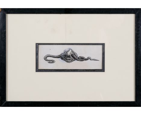 Nikolay Millioti (Russian, 1874-1962) Snake emerging from a skull, 1908 India ink and gouache on paper  To be sold without re