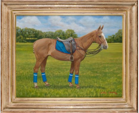 Anthony Oakshott (1944-2009) Two polo pony portraits Oil on canvas  Dimensions: 19 in. (H) x 23 in. (W) 