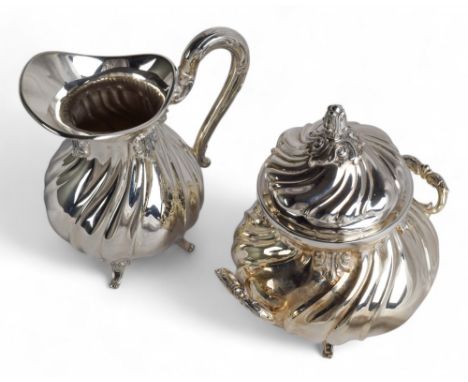 Italian, Midcentury A Ricci Argentieri creamer and sugar pot Marked '925 R Ricci'  Weight: Approx.&nbsp; g.
