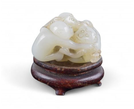 Chinese Circa 19th Century Three mutton fat jade playful monkeys and a rebus of even colour Property of a gentleman From the 