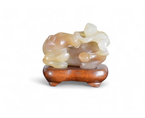 Chinese Circa 18-19th Century Jade brownish mutton fat coloured horse and monkey Property of a gentleman From the collection 