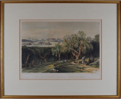 Edward Lear (British, 1812–1888) A view from above the village of Ascension, Corfu Coloured lithograph  Dimensions: (Frame) 1
