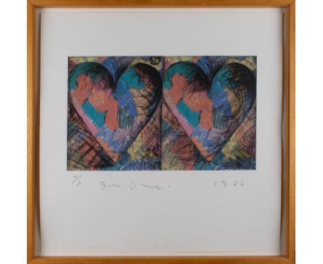Jim Dine (American b.1935) Louisiana Hearts 1982 Offset lithograph in colours with etching on wove paper, signed, dated and i