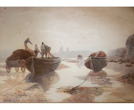 R. Douglas 20th Century Early morning on the Cornish coast Signed lower left Watercolour on paper  Dimensions:  (Canvas) 9 in