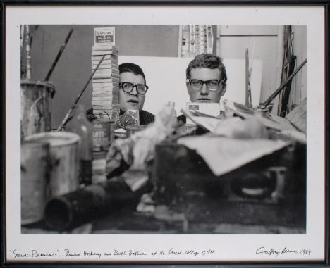 Geoffrey Reeve (British, 1932-2010) Six photographs of David Hockney, Derek Boshier and Peter Crutch at the Royal College of 