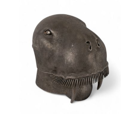Fabergé A walrus head mount for a claret jug Silver with silver gilt interior Stamped Faberge and with Julius Alexander Rappo