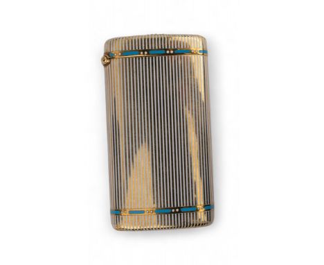 Cartier New York Belle Epoque Circa 1910 An attractive yellow gold champleve enamel and diamond-set cigarette case The oval c