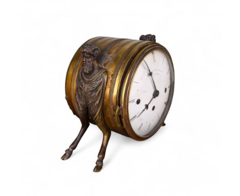 Christian Döller, Vienna, Early 19th century An ormolu clock with satyrs and enamel dial.  Property of a&nbsp;gentleman From 