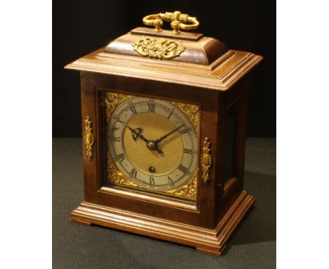 A walnut bracket clock, brass mounted, Frodsham London, 24cm high, 17cm wide 