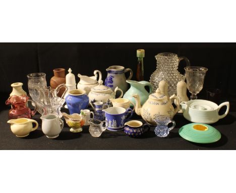Ceramics and Glass - 19th century and later, including a Victorian prunt and baluster glass lemonade jug; a Wedgwood jasperwa