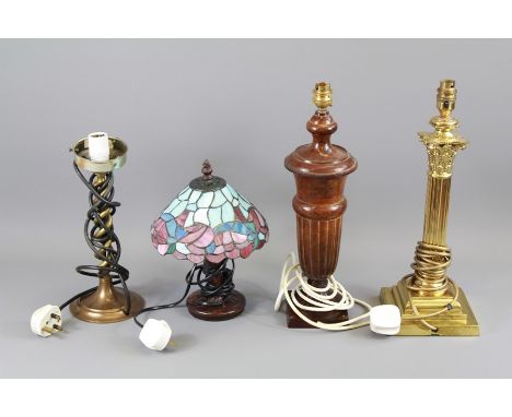 Decorative Living - Lamp Bases. This lot includes a bronzed lamp base, approx 42 cms, a brass column lamp base approx 43 cms,