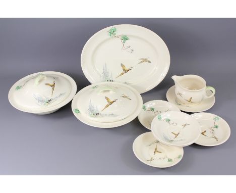A Royal Doulton "Coppice" Part Dinner Service. The service includes six dinner plates, six side plates, six saucers, six soup