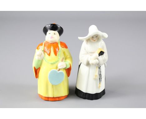 Two Royal Worcester Candle Snuffers: the "Nun" and the "Chinese Mandarin", black printed marks to base, both approx 9 cms h. 