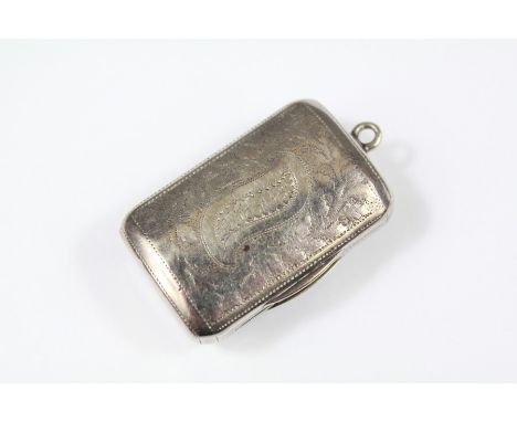 A Georgian Silver Vinaigrette. The case opens to reveal a gilded and pierced grill, Birmingham hallmark, dated 1819, mm Josep