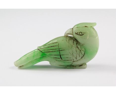 A Chinese Carved Green Jade Bird. The carving approx 7.5 x 4 cms.