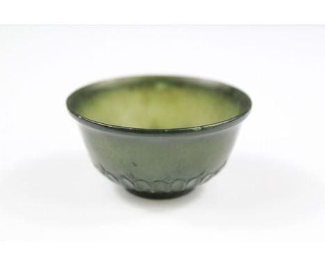 A Delicate Antique Indian Spinach Jade Bowl, approx 30 x 50 mm.