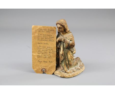 Antique Plaster Figure of Our Lady Mary depicted on her knees in prayer and supplication, approx 13.5 cms h.
Note: The plaste