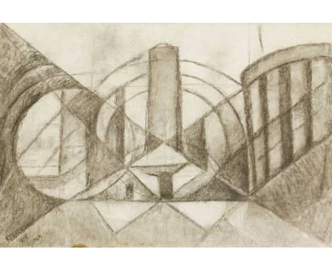 Marie Vorobieff Marevna (Russian, 1892-1984) AN ARCHITECTURAL VIEW OF ROME Inscribed l.l., charcoal 44 x 61cm