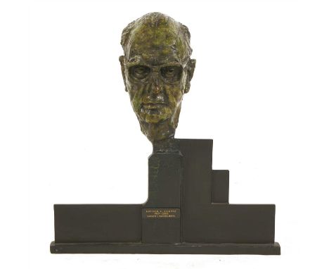 Sarah Chandrajeera (20th Century) PORTRAIT OF ARTHUR C CLARKE Resin, signed with monogram on the neck 63.5cm high Sir Arthur 