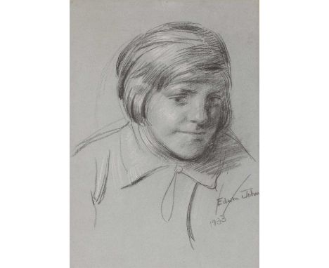 *Edwin John (1905-1978) PORTRAIT OF A GIRL Signed and dated ‘33 l.r., black and white chalk 47 x 30.5cm Edwin John (1905-1978