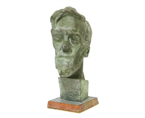 Sava Botzaris (Yugoslavian, 1894-1965) PORTRAIT BUST OF D H LAWRENCE Painted plaster, signed 'Sava Botzaris' on the reverse 4
