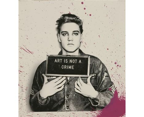 *Mr Brainwash (French, b.1966) 'JAILHOUSE POP, PINK SPLASH ELVIS' Screenprint with pink paint, signed and numbered 16/50 in b