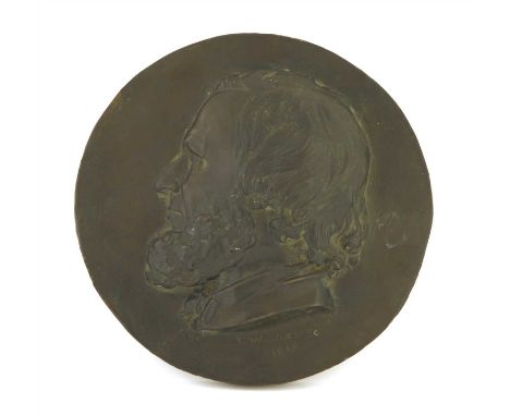 Thomas Woolner RA (1825-1892) PORTRAIT OF ROBERT BROWNING Patinated bronze, signed 'T Woolner sc' and dated 1856 24cm diamete