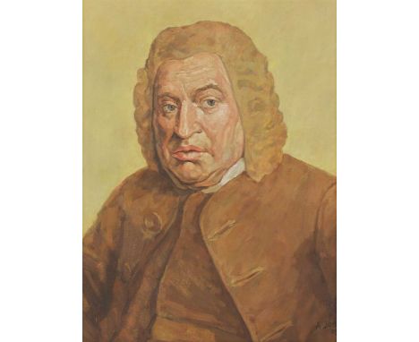 Andrew Jones (20th Century) PORTRAIT OF DR SAMUEL JOHNSON, HALF LENGTH Signed and dated '08 l.r., oil on canvas 67 x 51cm