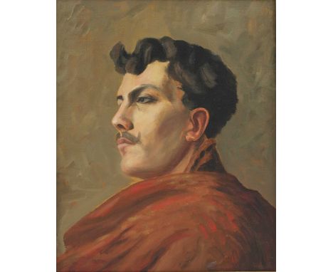 Helen McCray (20th Century) PORTRAIT OF PERCY WYNDHAM LEWIS, HEAD AND SHOULDERS Signed with initials verso, oil on canvas 51 