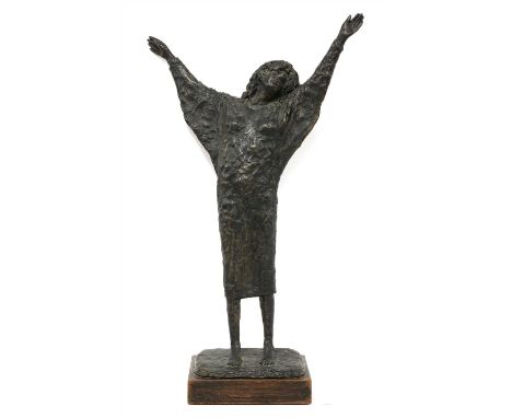 Joanne Brogden (1929-2013) 'MORNING' Bronze resin on a wooden plinth 59.5cm high overall