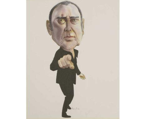*James Ferguson (b.1953) PORTRAIT OF HAROLD PINTER Signed l.r., pen and ink, watercolour and gouache 41 x 31cm Provenance: Wi