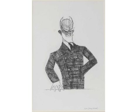 *Powys Evans ('Quiz') (1899-1981) PORTRAIT OF GEORGE BERNARD SHAW Signed, pen and ink on paper 41.9 x 26cm George Bernard Sha